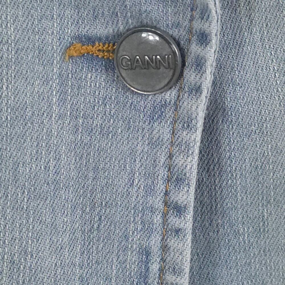 GANNI Fitted Denim Blazer Single Breasted Light Wash - Picture 6 of 12